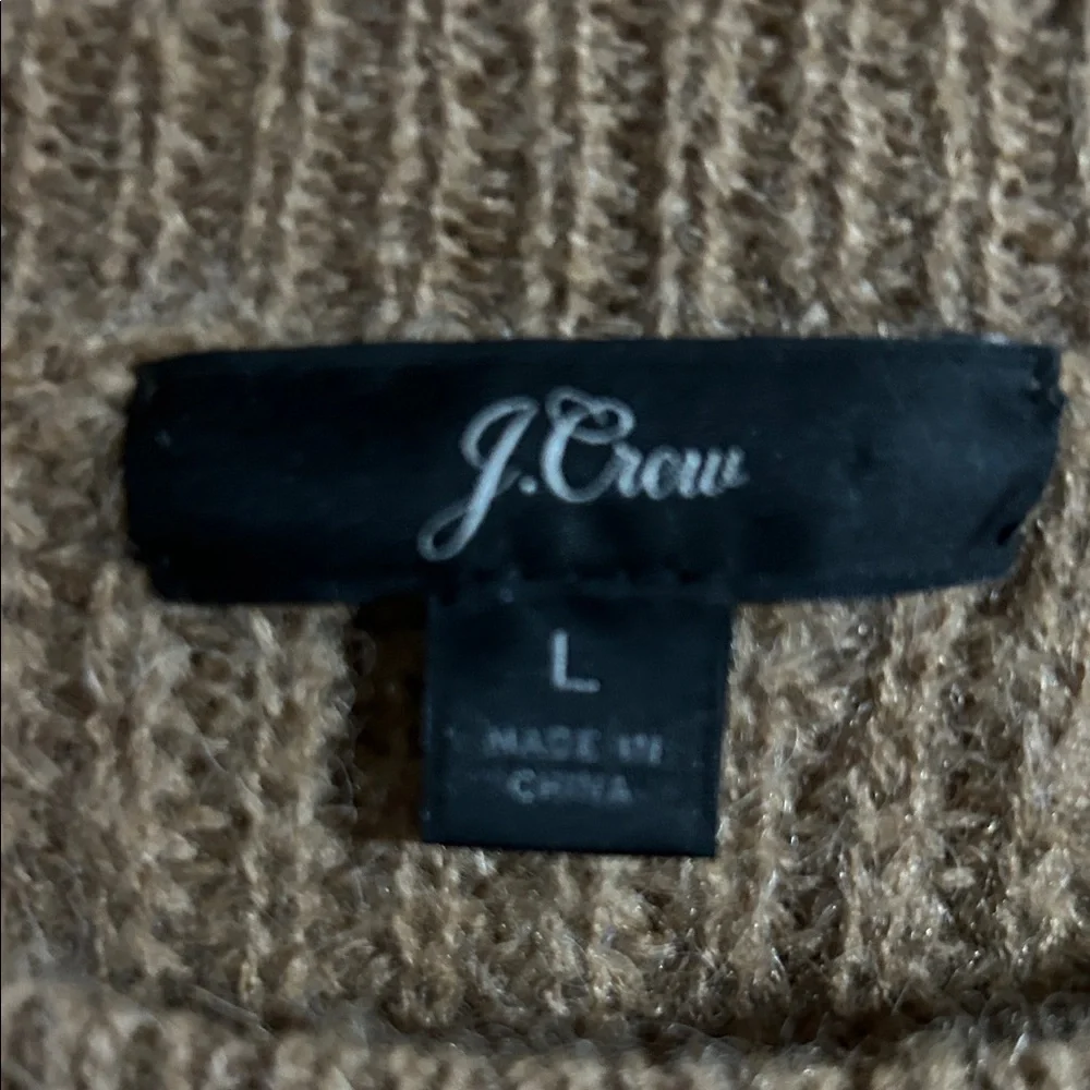 J. Crew Tan Sweater with Black Floral Accents